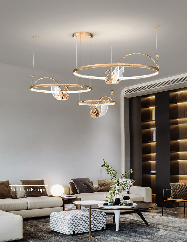 Tiered Metal Circle Ceiling Pendant Contemporary Ceiling Lighting Fixtures