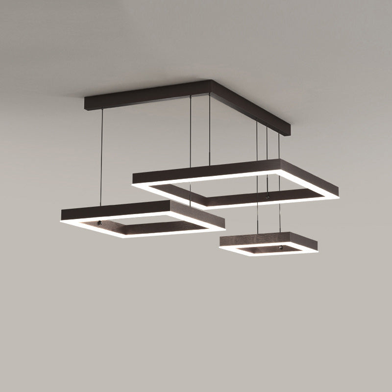 Modern 3-Tier LED Hanging Ceiling Lights Black Metal Pendant Chandelier