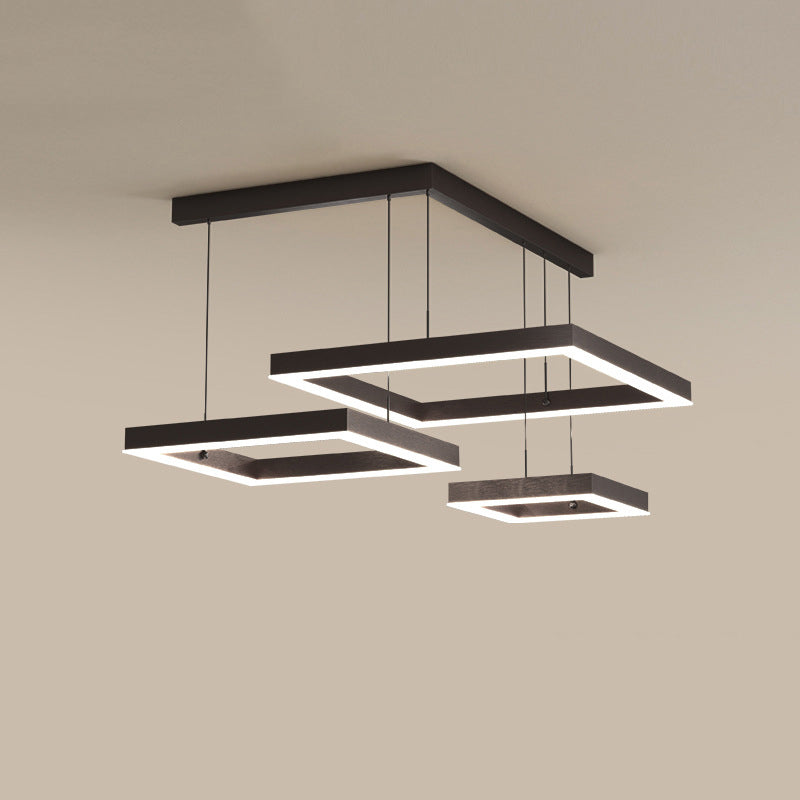 Modern 3-Tier LED Hanging Ceiling Lights Black Metal Pendant Chandelier