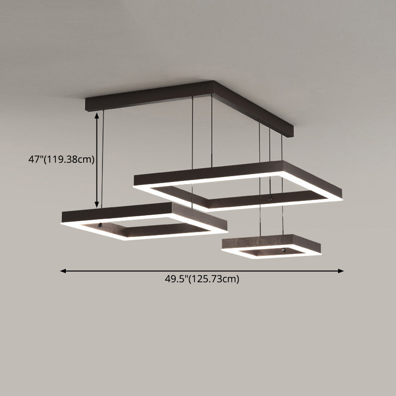 Modern 3-Tier LED Hanging Ceiling Lights Black Metal Pendant Chandelier