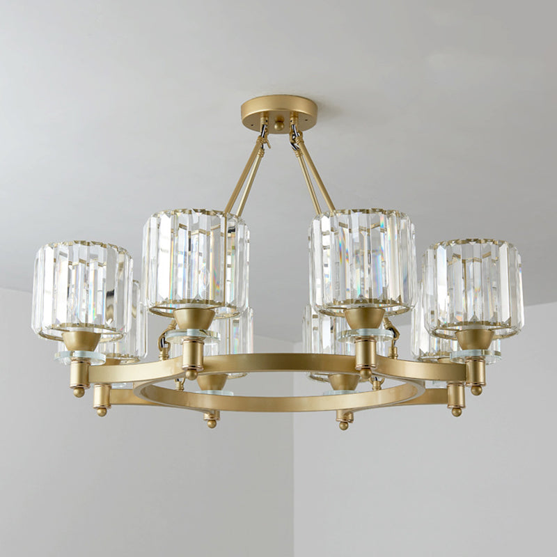 Crystal Ceiling Hung Fixtures Contemporary Circle Wheel Pendant Lighting for Living Room