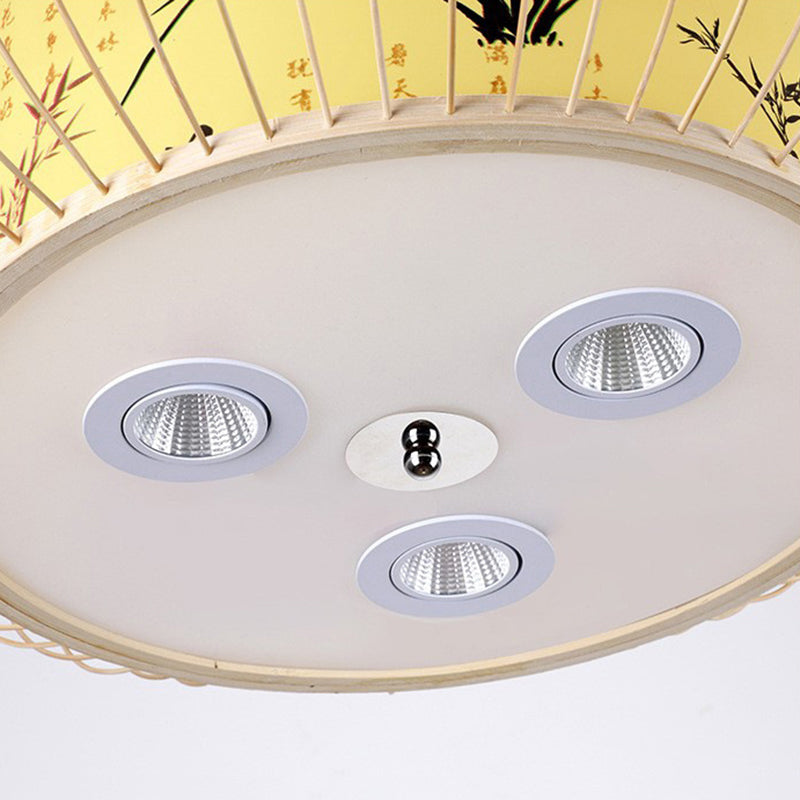 Luce a sospensione di bambù giapponese 1 Lampada del soffitto di luce per sala da pranzo