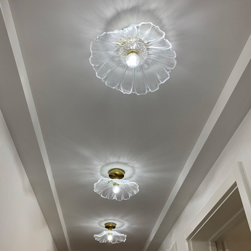 Contemporary Flush Mount Ceiling Light with Creative Glass Shape for Bedroom