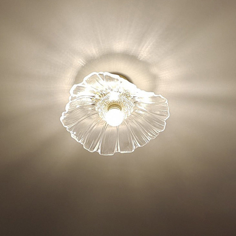 Contemporary Flush Mount Ceiling Light with Creative Glass Shape for Bedroom