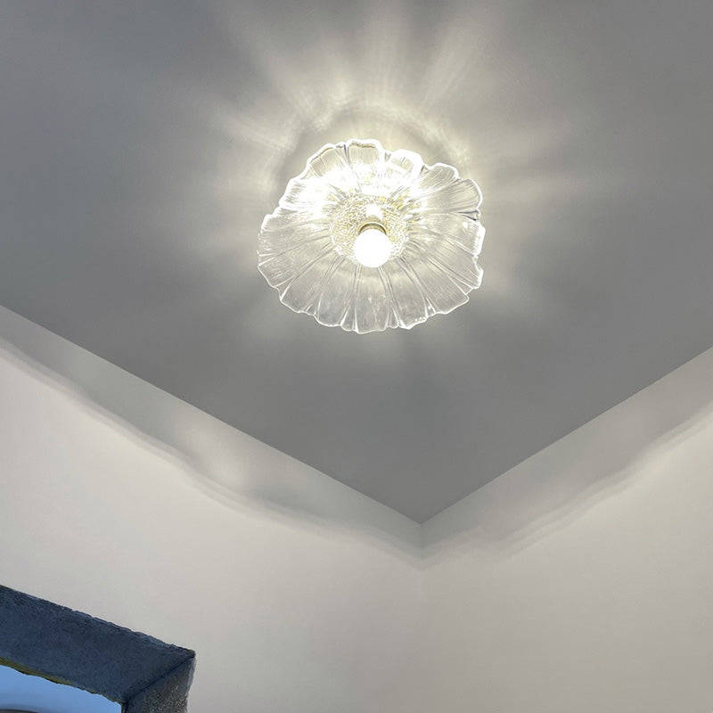 Contemporary Flush Mount Ceiling Light with Creative Glass Shape for Bedroom