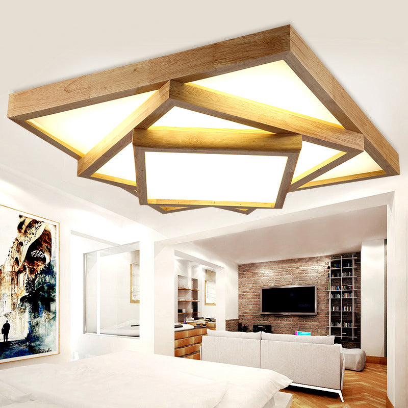 Modern Multi Layer Square LED Flush Mount Ceiling Light with White Shade