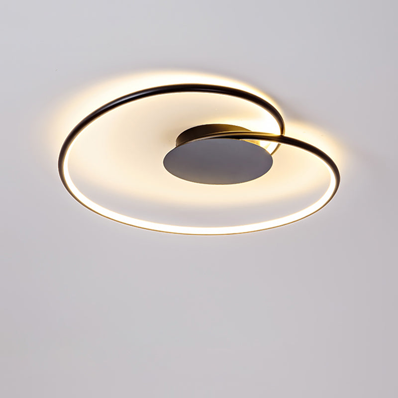 Modern Metal Swirl Linear Flush Mount Ceiling Light with Acrylic Shade for Drawing Room