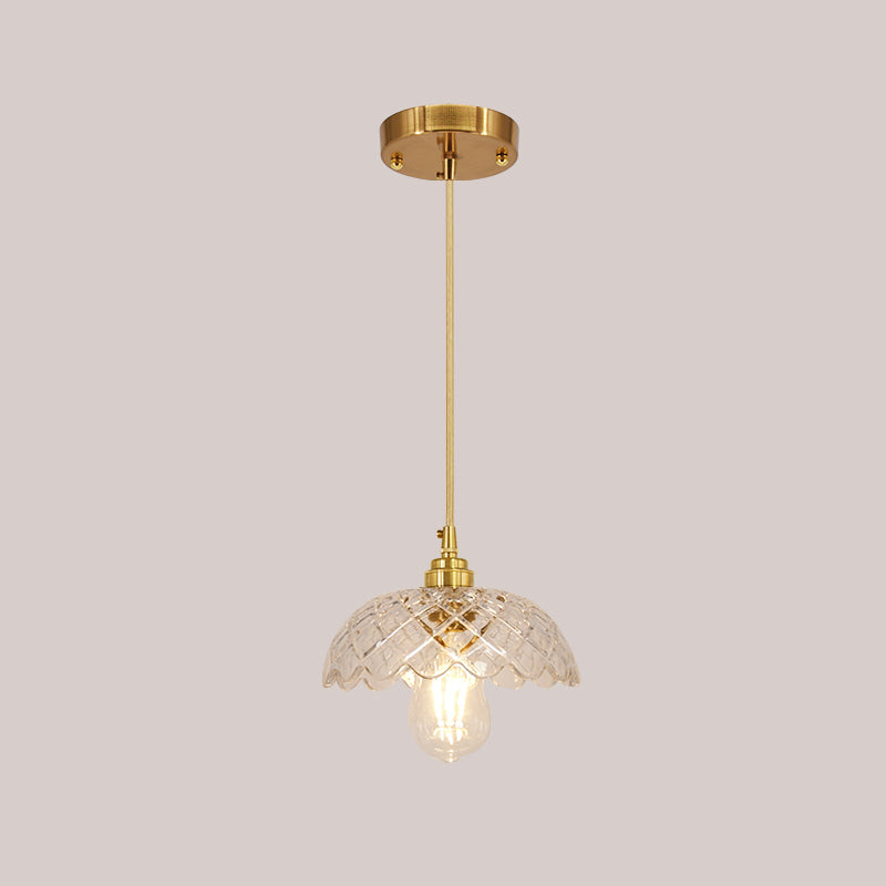 Brass Glass Hanging Light Fixture Industrial Single Pendant Lights for Restaurant