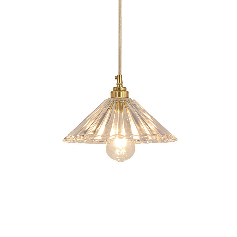 Brass Glass Hanging Light Fixture Industrial Single Pendant Lights for Restaurant