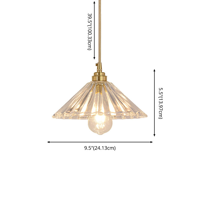 Brass Glass Hanging Light Fixture Industrial Single Pendant Lights for Restaurant