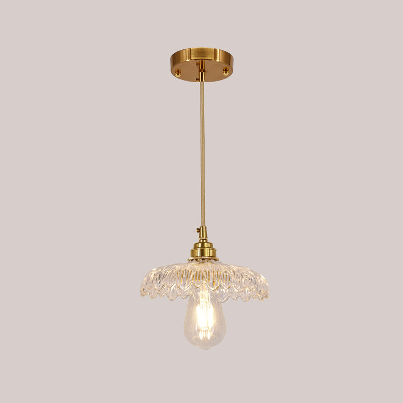 Brass Glass Hanging Light Fixture Industrial Single Pendant Lights for Restaurant