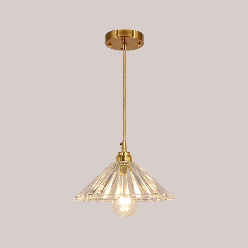 Brass Glass Hanging Light Fixture Industrial Single Pendant Lights for Restaurant