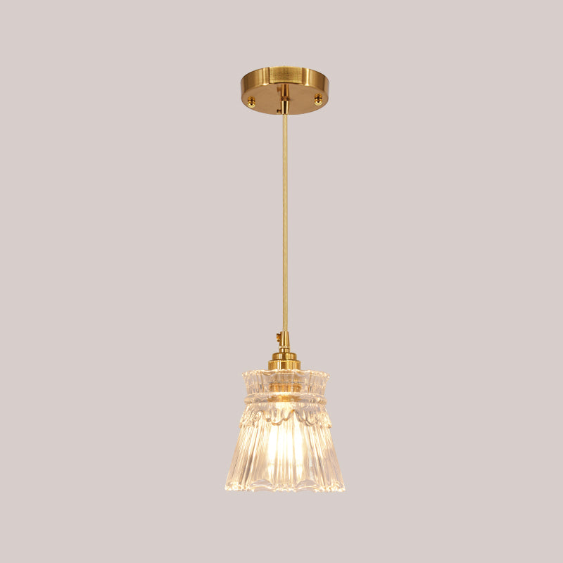 Brass Glass Hanging Light Fixture Industrial Single Pendant Lights for Restaurant