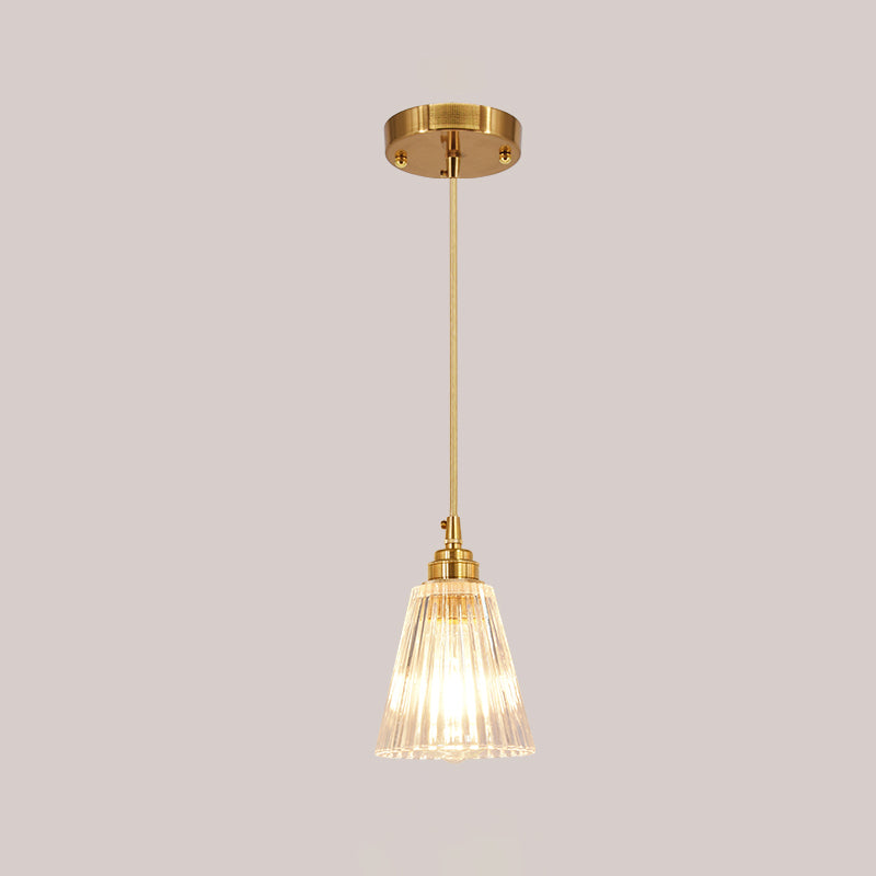 Brass Glass Hanging Light Fixture Industrial Single Pendant Lights for Restaurant