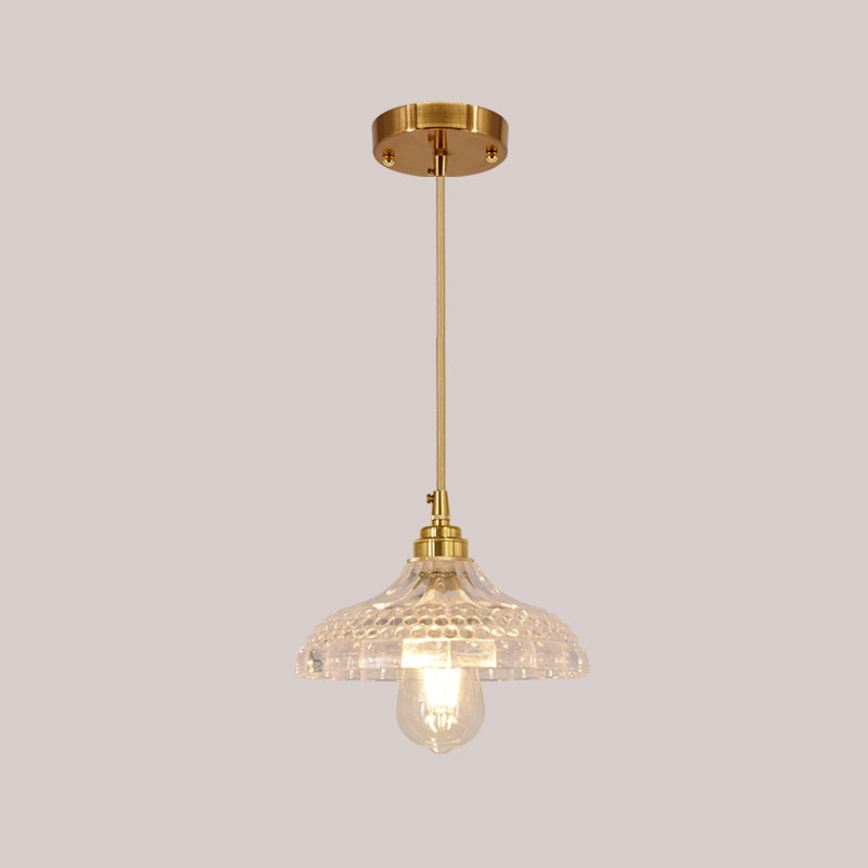 Brass Glass Hanging Light Fixture Industrial Single Pendant Lights for Restaurant