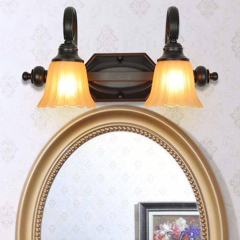 Traditional Simplicity Bell Vanity Sconce Lights Ribbed Glass Wall Mount Light Fixture