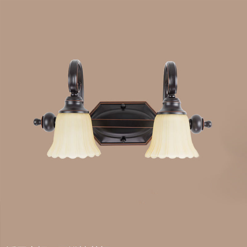 Traditional Simplicity Bell Vanity Sconce Lights Ribbed Glass Wall Mount Light Fixture