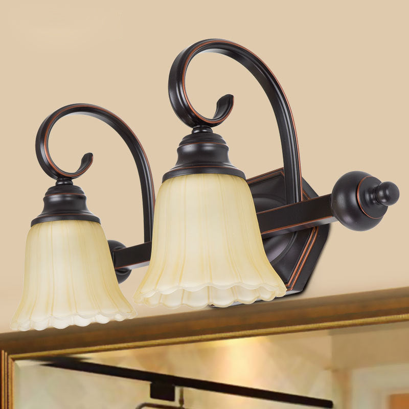 Traditional Simplicity Bell Vanity Sconce Lights Ribbed Glass Wall Mount Light Fixture