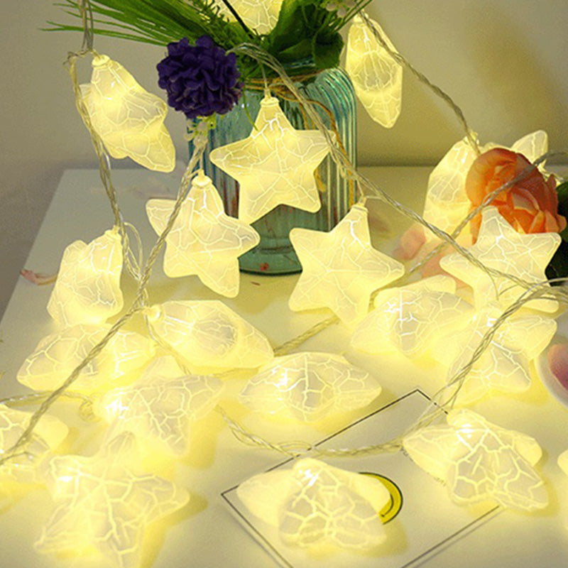 Nordic Crackled Star Shaped String Light Plastic Bedroom LED Light Strip