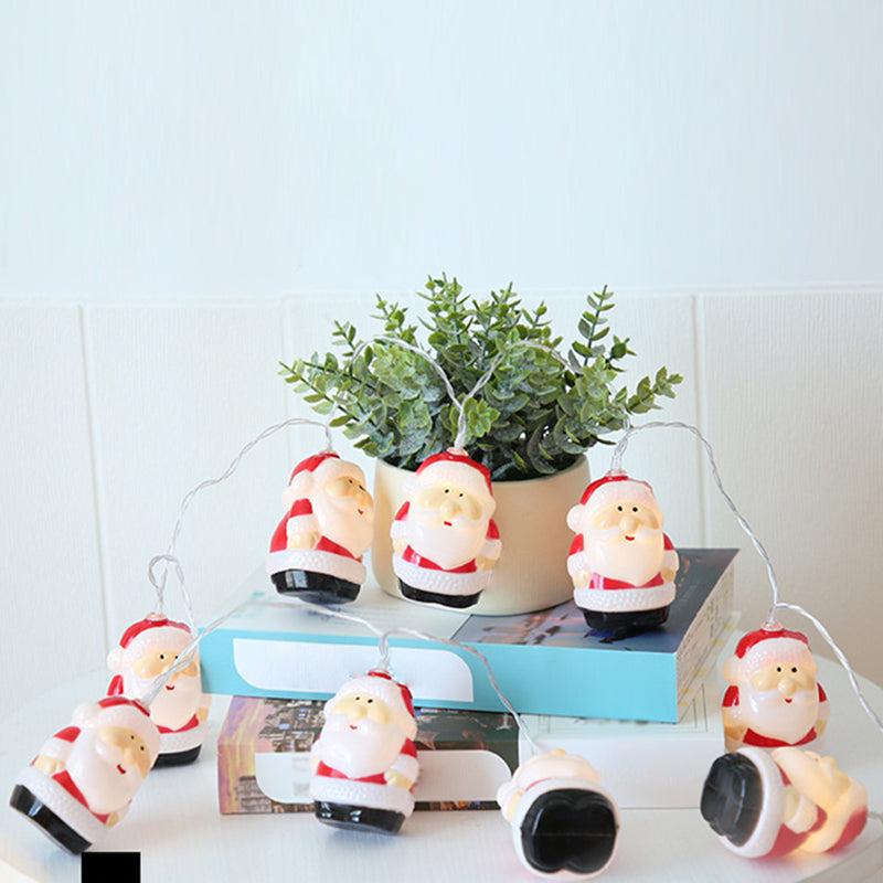 Cartoon Santa Claus Christmas Lamp Plastic Indoor LED String Light in Red