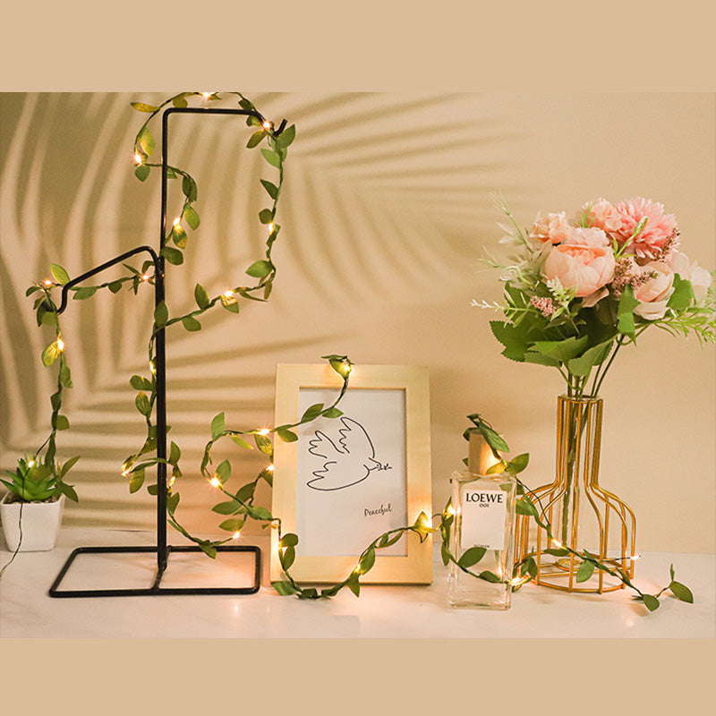 Green Vine String Lamp Nordic Plastic LED Indoor Lighting for Decoration