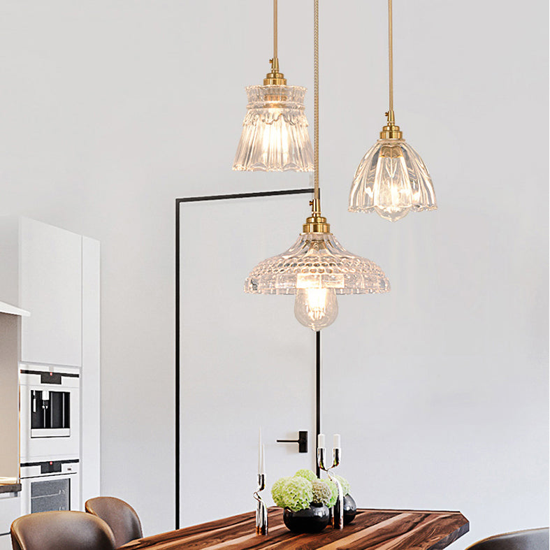 Brass Glass Hanging Light Fixture Industrial Single Pendant Lights for Restaurant