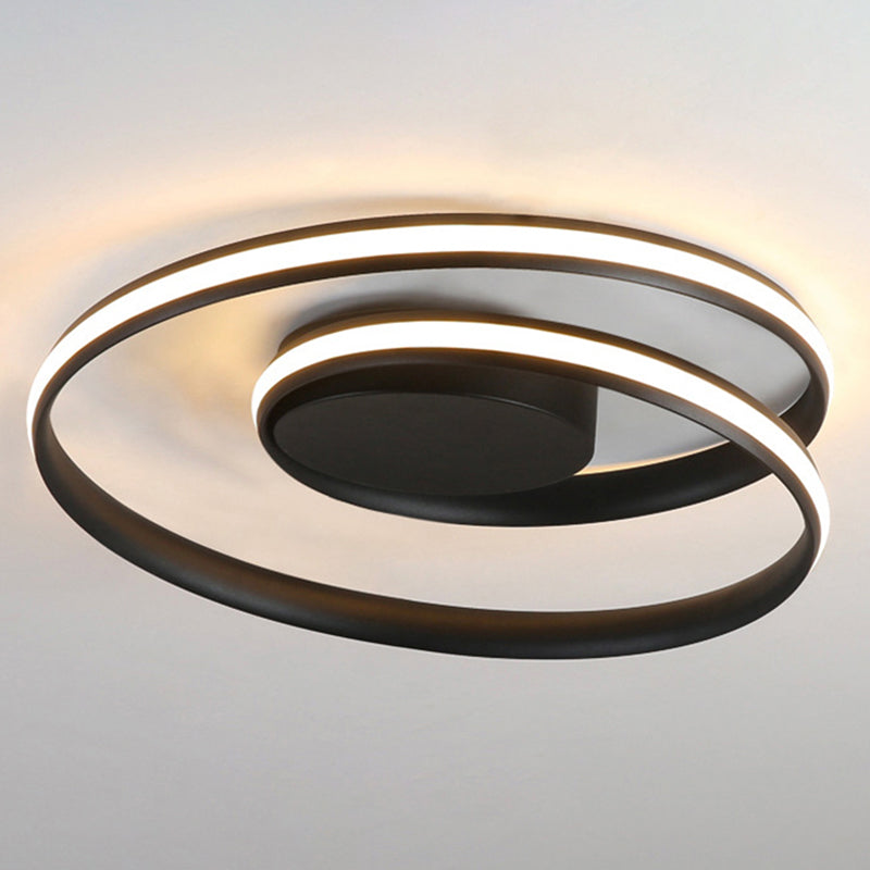 Aluminium Swirl Wave Semi LED Flush Mount Plafond Lighttures Modern 1-Light Semi Flush Light