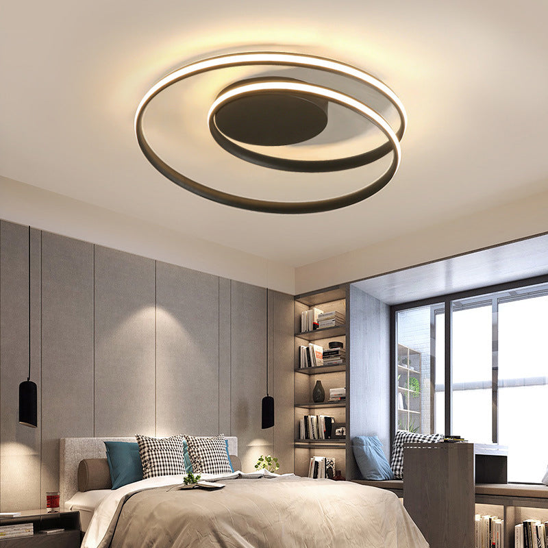 Aluminium Swirl Wave Semi Led Flush Mount Plafond Lights Modern 1 Light Semi Flush Light