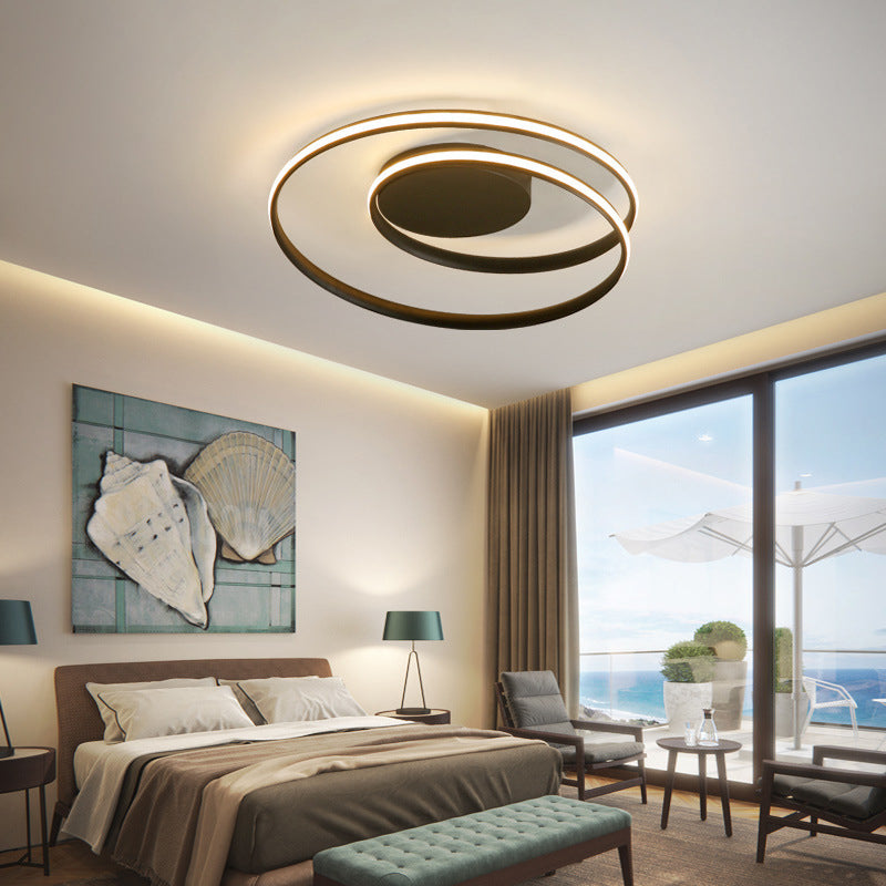 Aluminium Swirl Wave Semi LED Flush Mount Plafond Lighttures Modern 1-Light Semi Flush Light