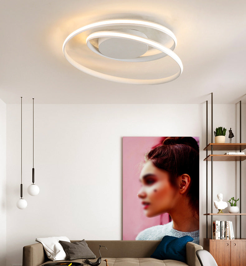 Aluminum Swirl Wave Semi Led Flush Mount Ceiling Light Fixtures Modern 1-Light Semi Flush Light