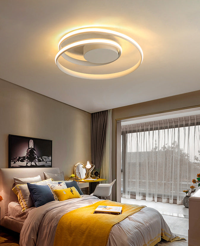 Aluminium Swirl Wave Semi LED Flush Mount Plafond Lighttures Modern 1-Light Semi Flush Light