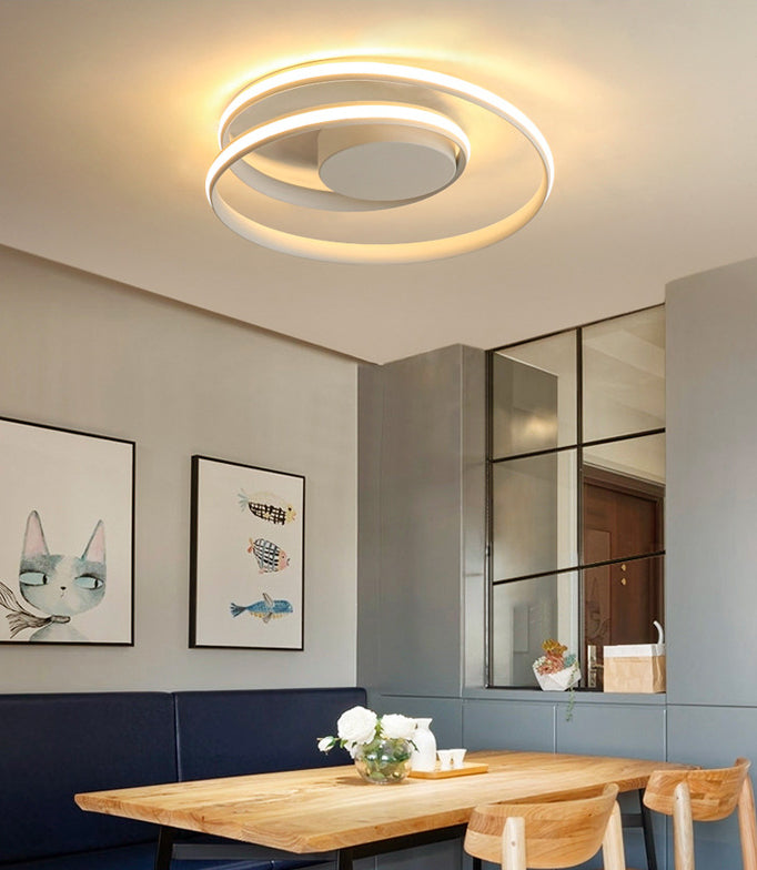 Aluminium Swirl Wave Semi LED Flush Mount Plafond Lighttures Modern 1-Light Semi Flush Light