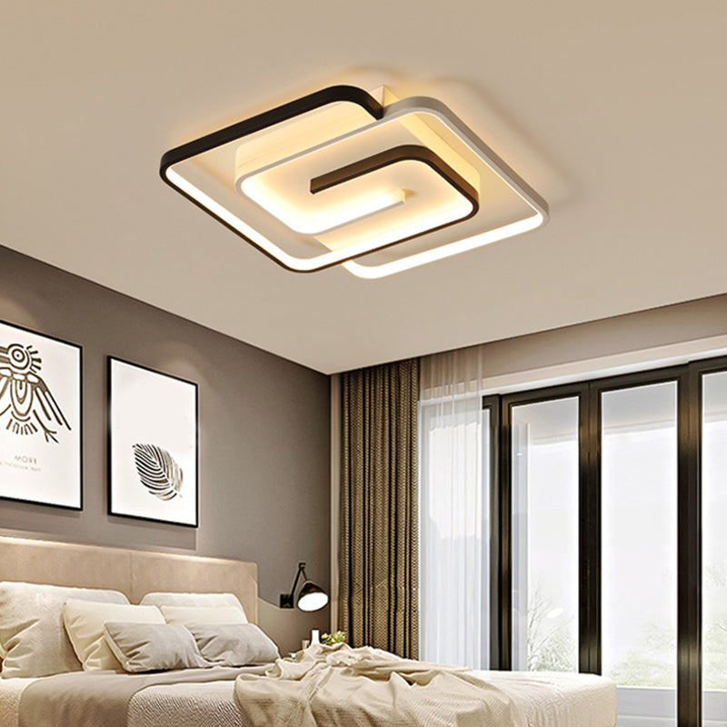 Modern Style Square Flush Mount Ceiling Lights Aluminum Black Led Semi Flush Ceiling Lights