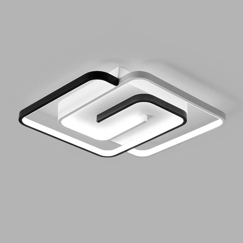 Moderne stijl vierkante spoelbevestiging plafondlampen aluminium zwarte led semi -spoelplafondlampen