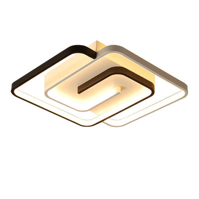 Moderne Square Flush Mount Deckenleuchten Aluminium Schwarz LED Halbblüte Deckenleuchten