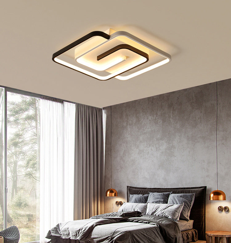 Modern Style Square Flush Mount Ceiling Lights Aluminum Black Led Semi Flush Ceiling Lights