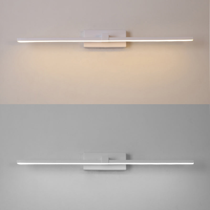 Metal linear Shade Mirro Wall Lights Modern 1 Head Wall Mount Fixture in White