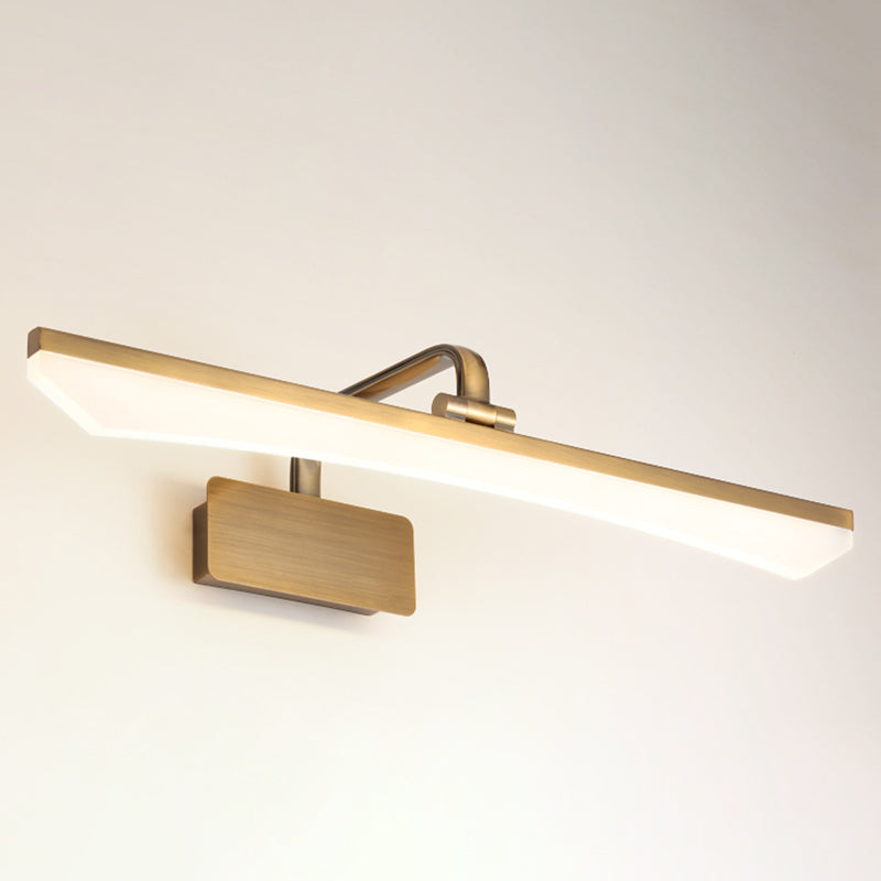 Metal linear Shade Mirror Wall Lights Modern 1 Head Wall Mount Fixture in Brass