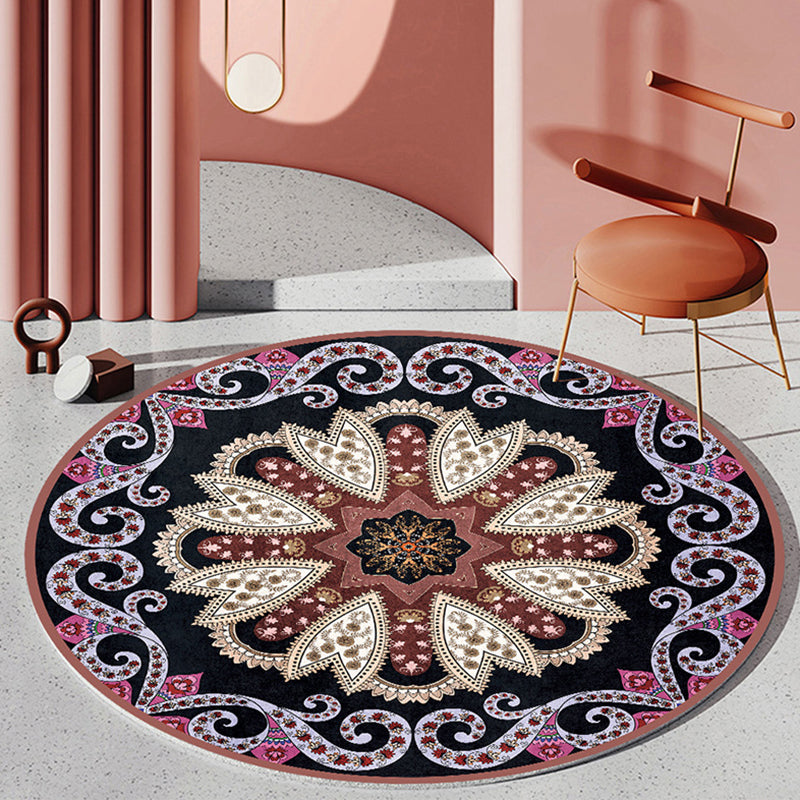 Tapis à imprimé floral rond Polyester tapis classique