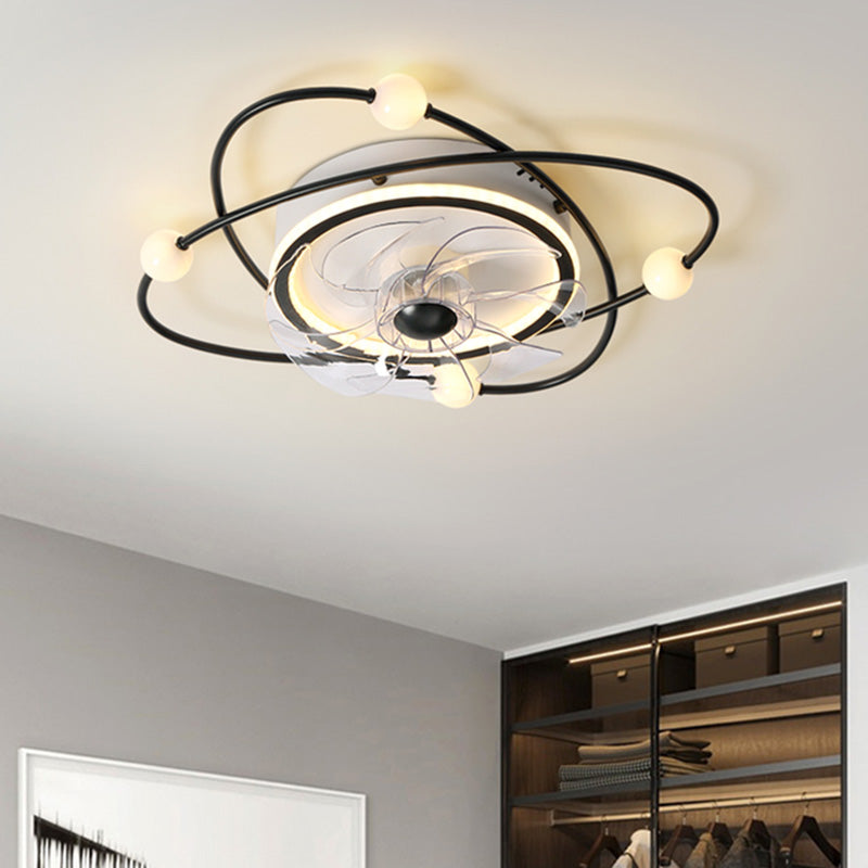 Nordic Round Flush Mount Fan Light Acrylic Bedroom LED Semi Flush Light Fixture