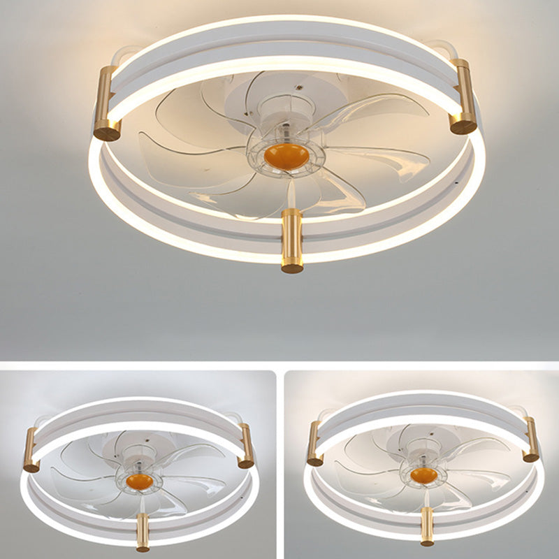 Simple Loop Shaped Fan Lamp Acrylic Bedroom Semi Flush Mount LED Light