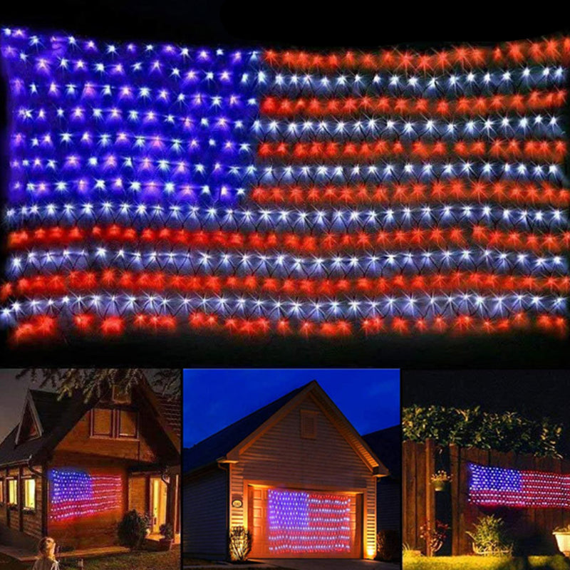 Red and Blue Flag Net String Light Decorative Plastic Solar LED Festive Light for Outdoor