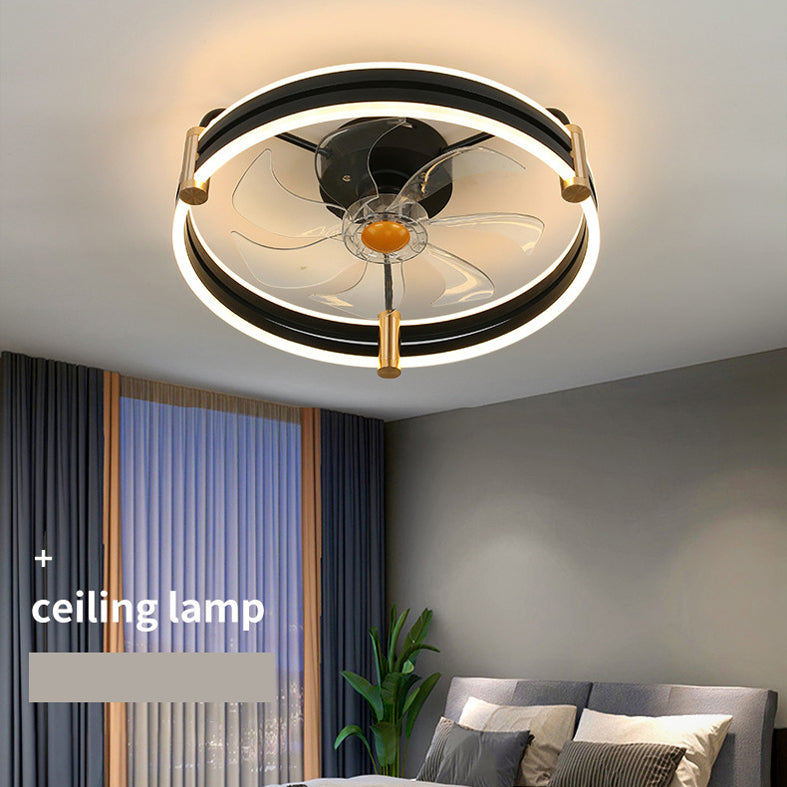 Simple Loop Shaped Fan Lamp Acrylic Bedroom Semi Flush Mount LED Light