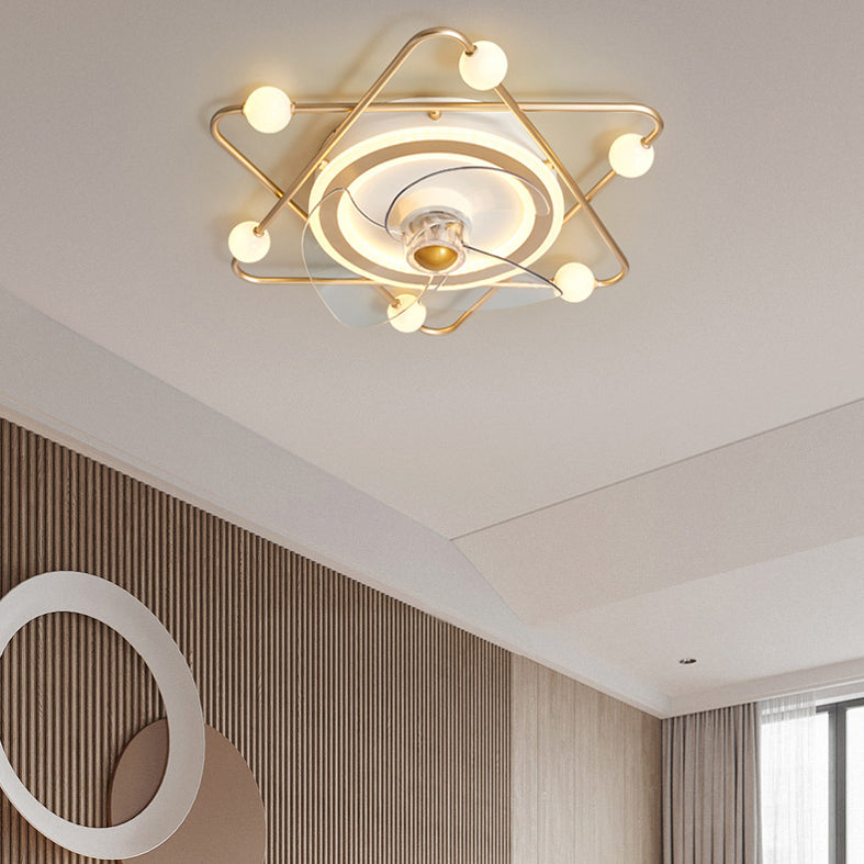 Nordic Round Flush Mount Fan Light Acrylic Bedroom LED Semi Flush Light Fixture