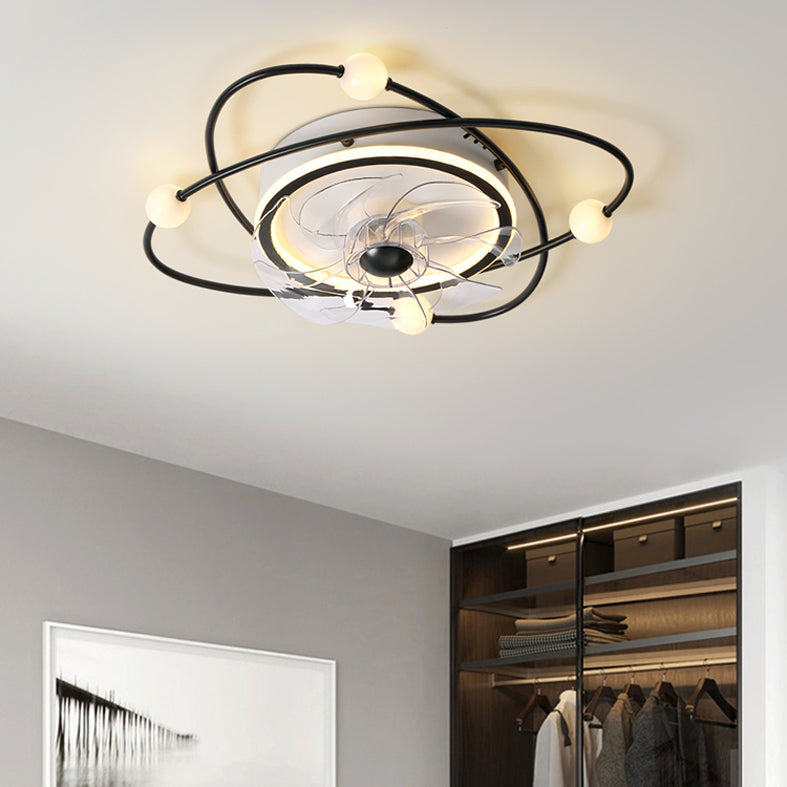 Nordic Round Flush Mount Fan Light Acrylic Bedroom LED Semi Flush Light Fixture