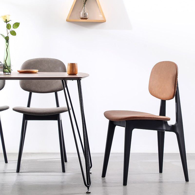 Modern Armless Dining Side Chair Indoor Open Back Chair with Metal Legs