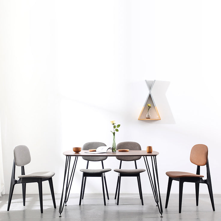 Modern Armless Dining Side Chair Indoor Open Back Chair with Metal Legs