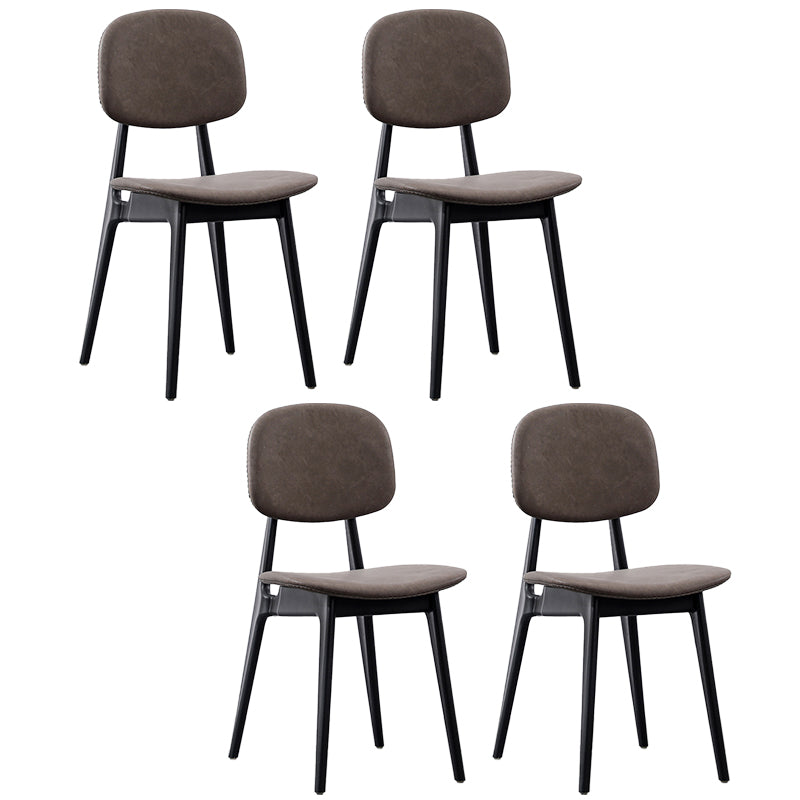 Modern Armless Dining Side Chair Indoor Open Back Chair with Metal Legs