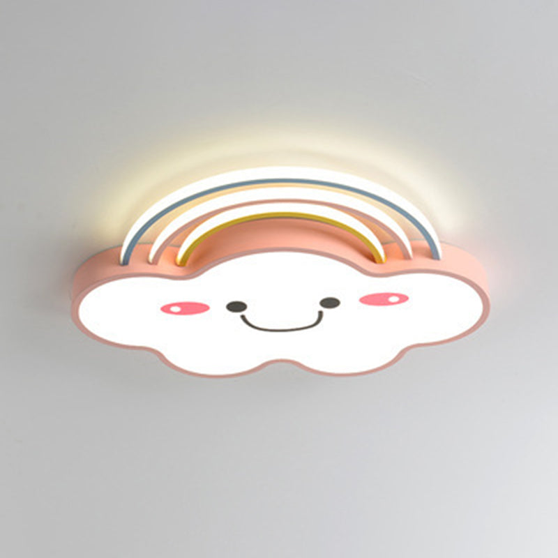 Acrylic Cloud LED Ceiling Light in Kids Creative Style Wrought Iron Flush Mount for Interior Spaces