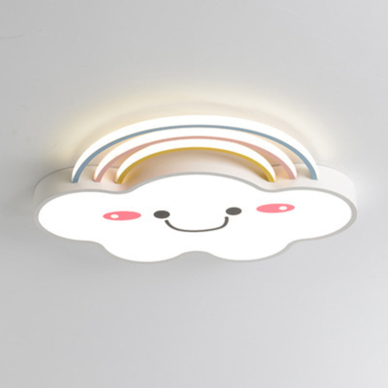 Acrylic Cloud LED Ceiling Light in Kids Creative Style Wrought Iron Flush Mount for Interior Spaces